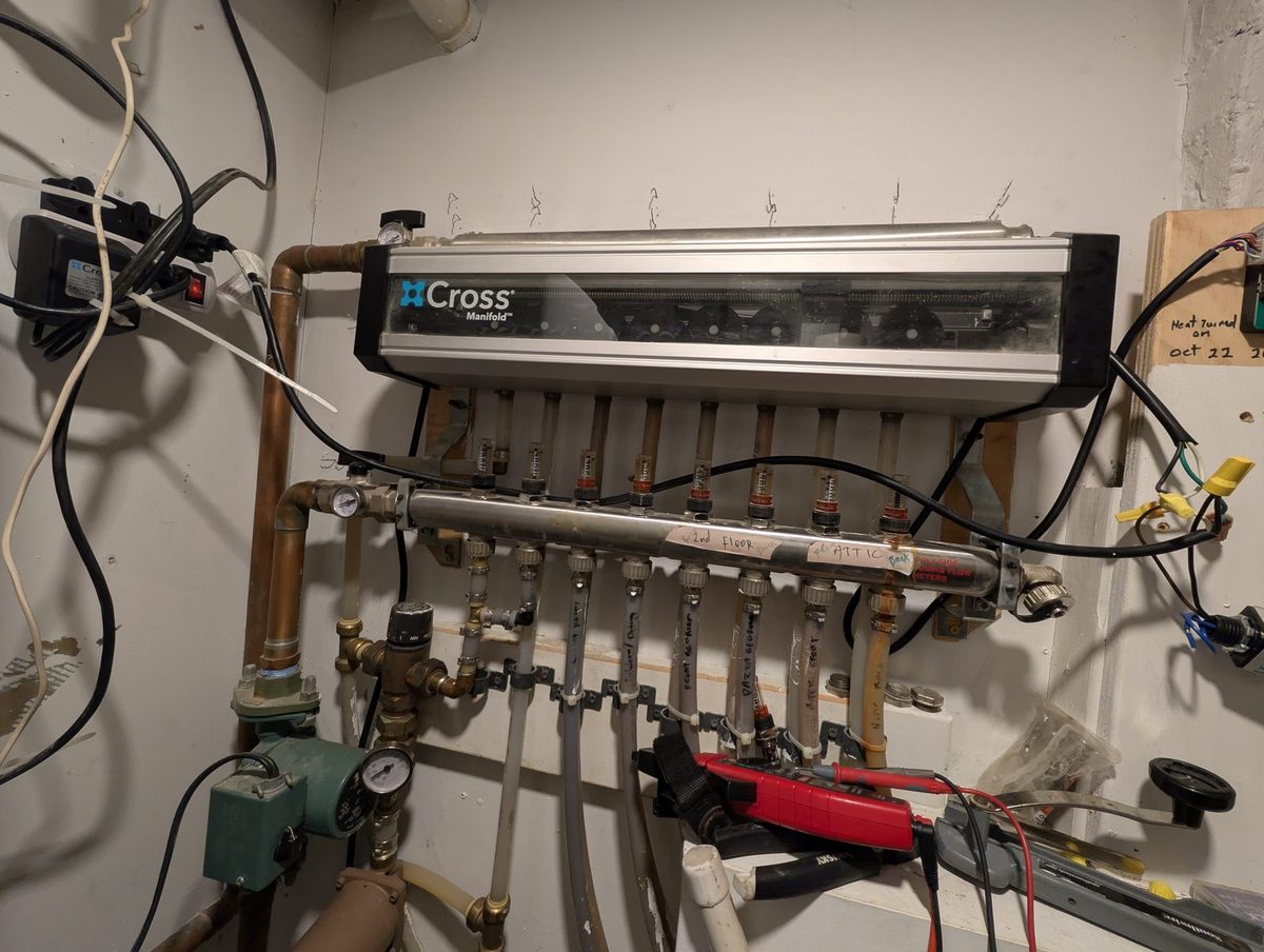 Radiant floor heating manifold